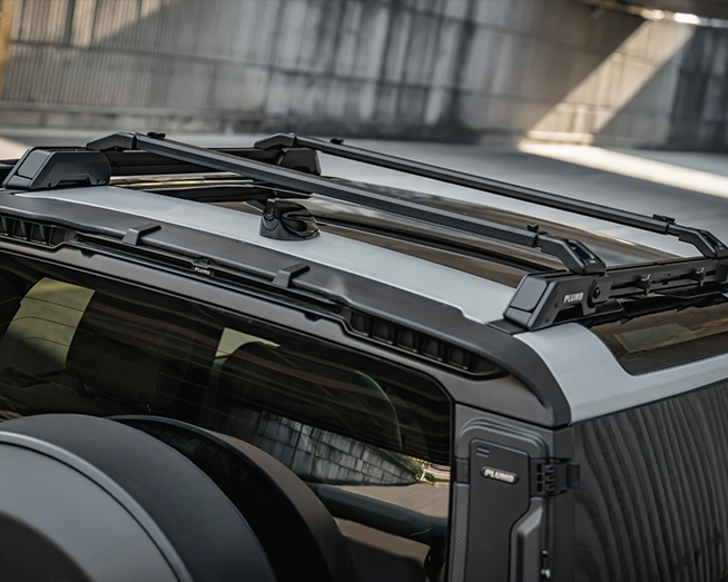 2020-2025 Land Rover Defender 90 PLUMB M-One Series Aluminum Adjustable Roof Rack with Wind Deflector