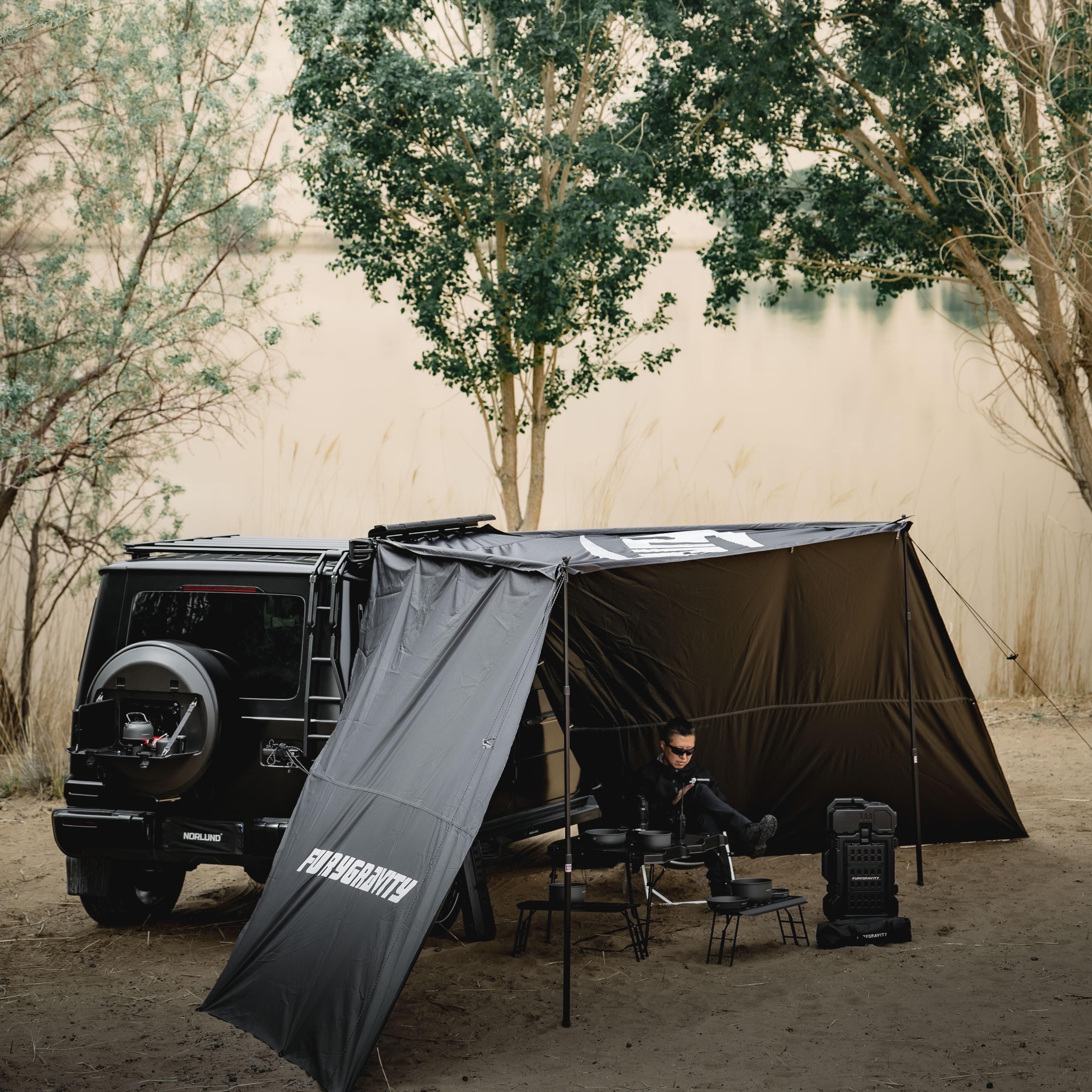 FURY Car Awning – Waterproof Oxford Cloth with UPF 50+ Sun Shade & Adjustable Aluminum Alloy Frame