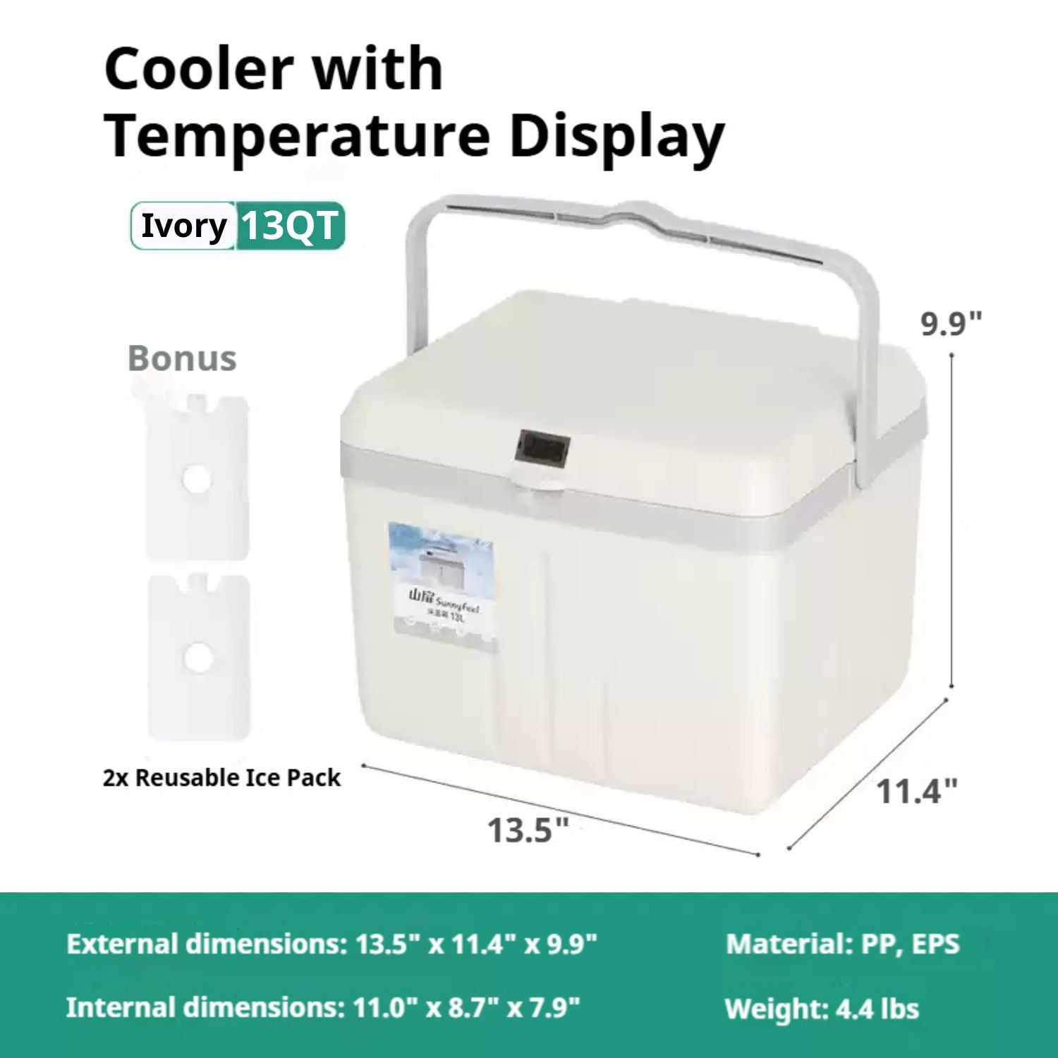 5/8/13QT Rotomolded Cooler Portable Ice Chest Ice Retention for 2-4 Days