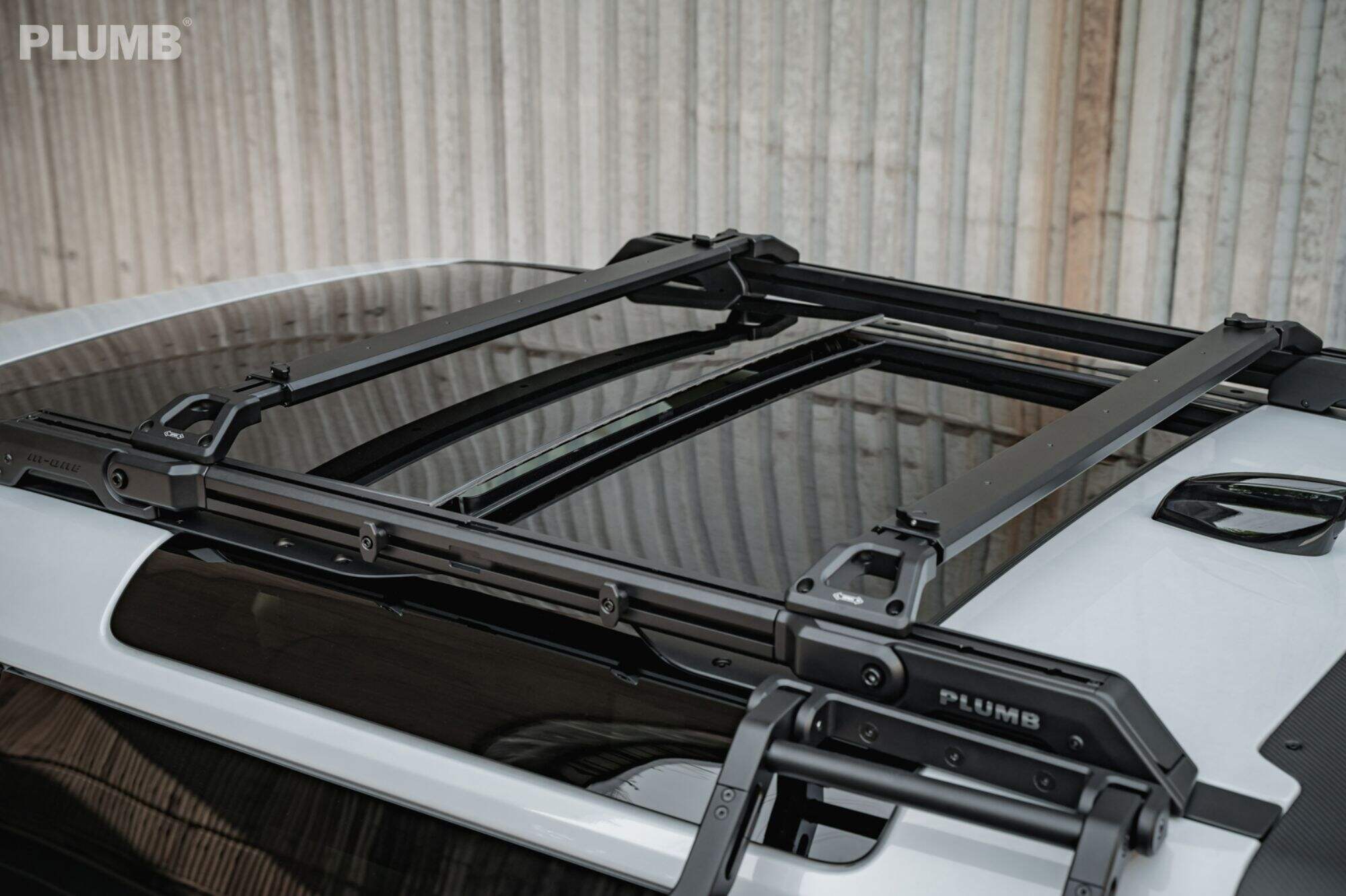 2020-2025 Land Rover Defender 90 PLUMB M-One Series Aluminum Adjustable Roof Rack with Wind Deflector